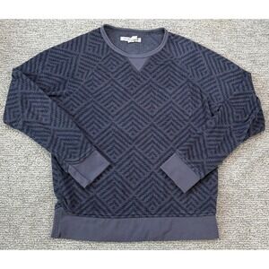 Outerknown Crew Neck Sweatshirt Men's Medium Long Sleeve Pullover Blue Gray AOP